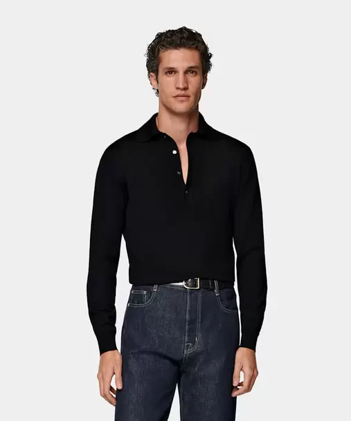 Black Long Sleeve Polo