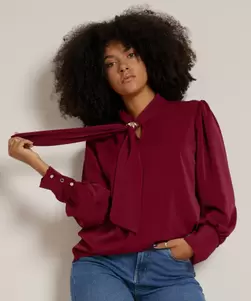 uni top met sjaalkraag