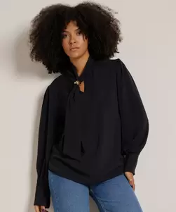 uni top met sjaalkraag