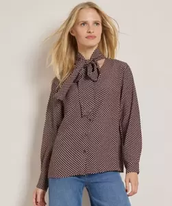 stippenprint blouse met strikkraag