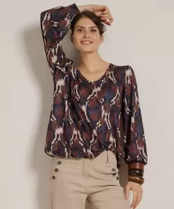 v-hals top met print