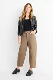 Pantalon - mid waist - barrel leg