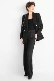 Broek van bouclé - high waist - wide leg