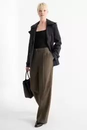 Pantalon met ceintuur - high waist - wide leg