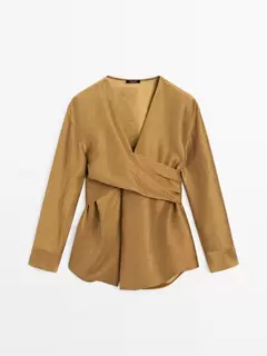 Soepelvallend overhemd met detail taille