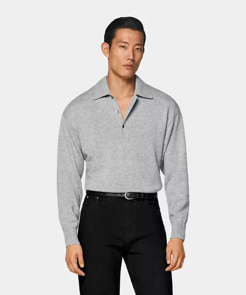 Light Grey Long Sleeve Polo