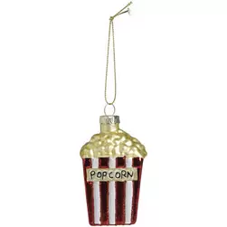 Kerstbal Popcorn - glas - 8x5x3,2 cm