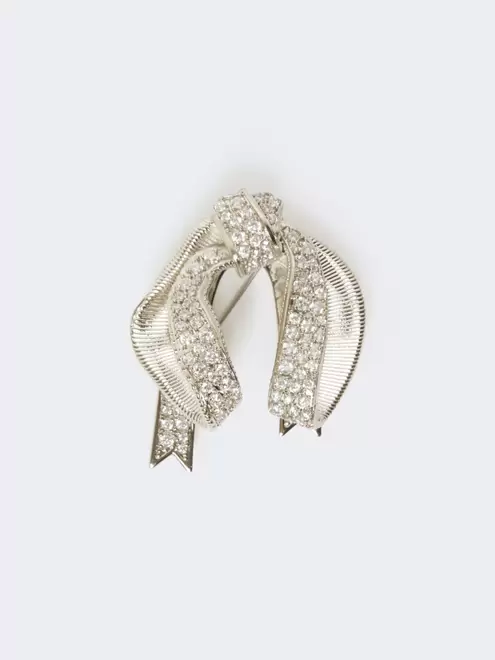 Bow brooch with rhinestones