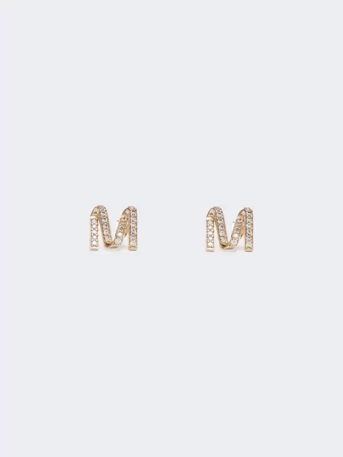 Monogram earrings with rhinestones