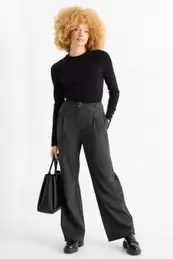 Pantalon met ceintuur - high waist - wide leg