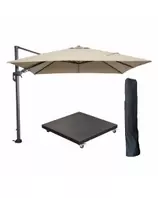 Hawaii zweefparasol 300x300 cm carbon black / taupe met verrijdbare parasolvoet 90 kg en parasolhoes