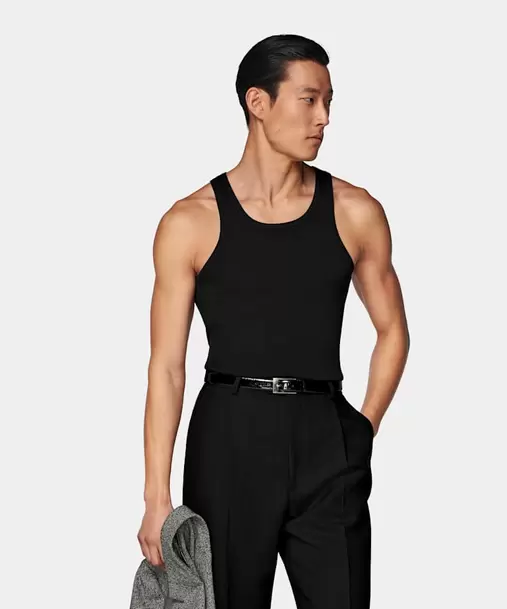 Black Ribbed Tank Top