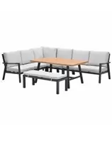 Lissabon lounge dining set links/rechts 6-delig - valley sand