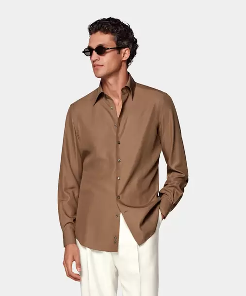 Mid Brown Lyocell Shirt