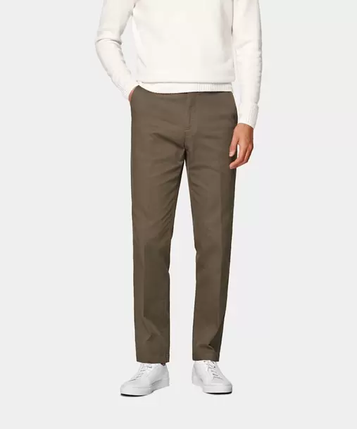 Mid Green Slim Leg Straight Chinos