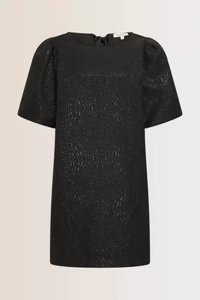 Jacquard jurk met pofmouwen