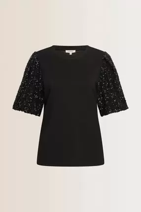 Top met paillettenmouwen