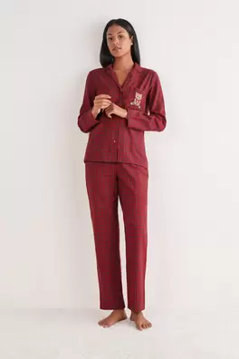 Full-Length Tartan Brushed Plain-Weave Pyjamas