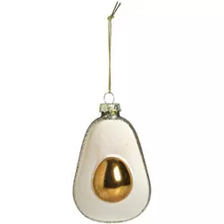 Kerstbal Avocado - groen/geel glas - 10x6x4,5 cm