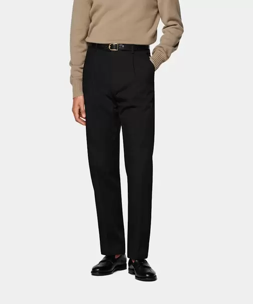 Black Wide Leg Tapered Chinos