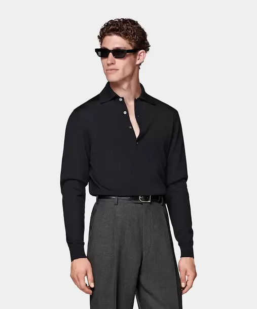 Navy Long Sleeve Polo