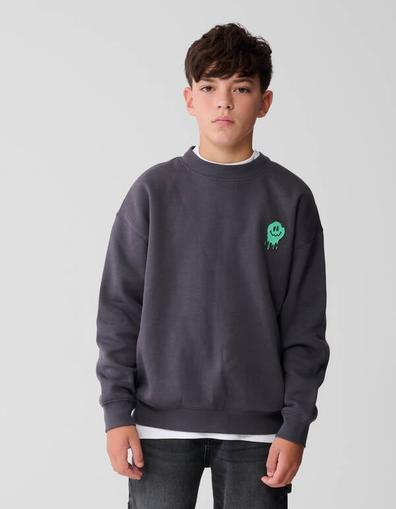 Smile Artwork Sweater Donkergrijs