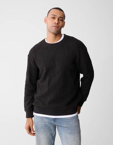 Wave Structuur Sweater Donkerbruin