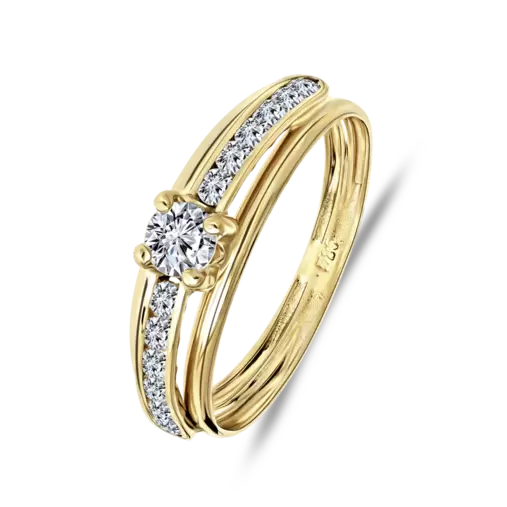 14 Karaat geelgouden ring met zirkonia