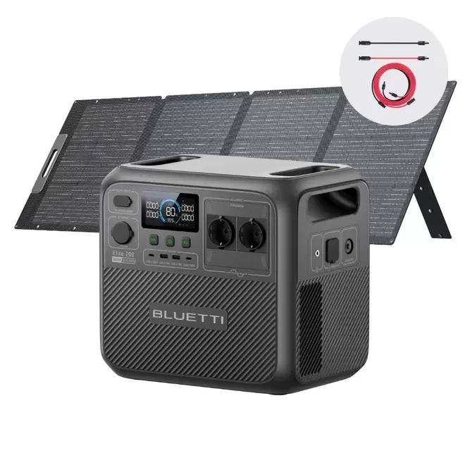 BLUETTI Elite 200 V2 2600W/2073.6Wh draagbare generator met 200W zonnepaneel