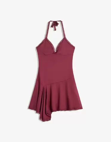 Kanten mini-jurk met bandjes