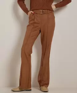 suedine flared fit broek met riem