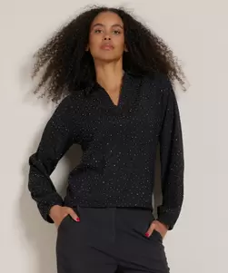 glitter top met kraag