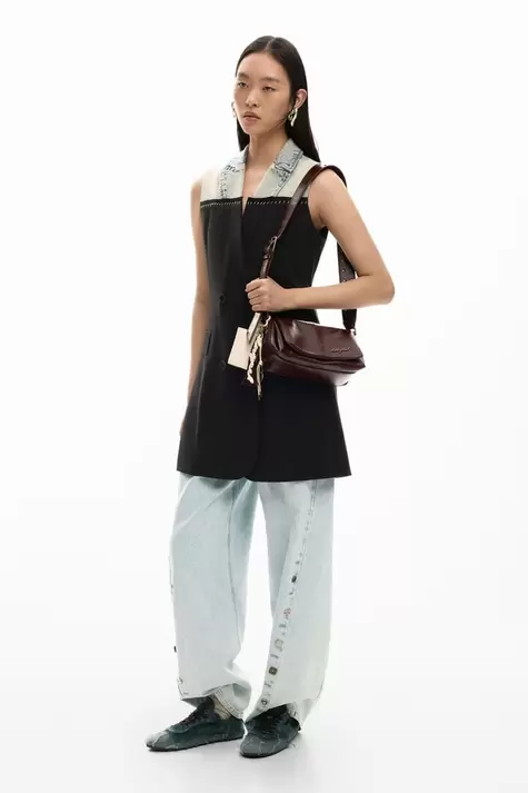 Overslagjurk van twee materialen