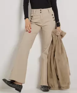 wide fit stretch twill broek knopen