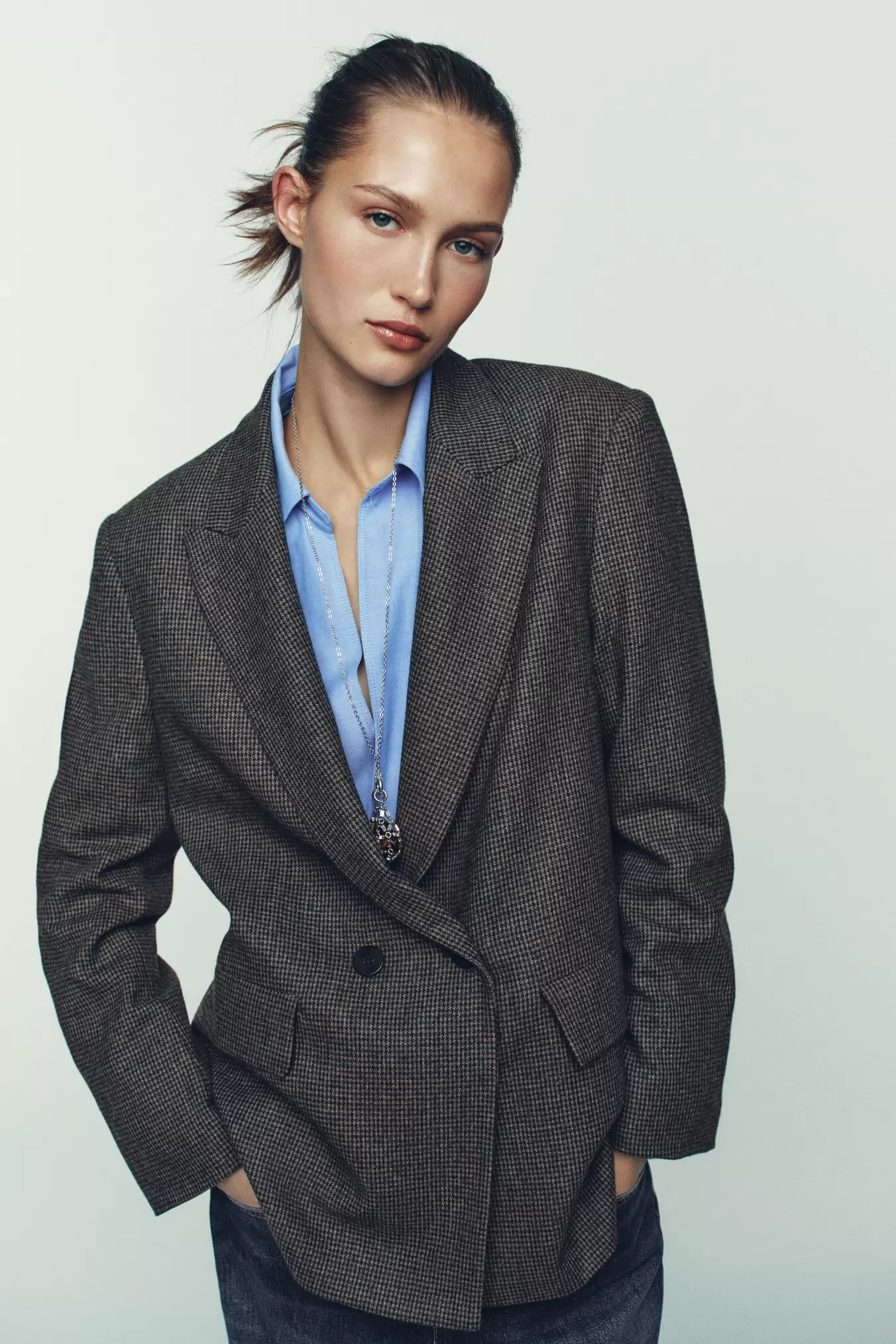 OVERSIZED DOUBLE-BREASTED GERUITE BLAZER MET WOL