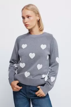Intarsia hearts jumper
