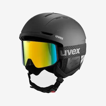 Set van skihelm met skibril voor volwassenen zwart