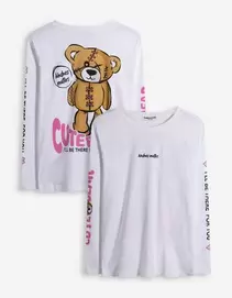 Longsleeve - Print op rug - wit