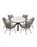 Lucas tuinset 7-delig bruin - Tulli tuintafel 220x115 cm