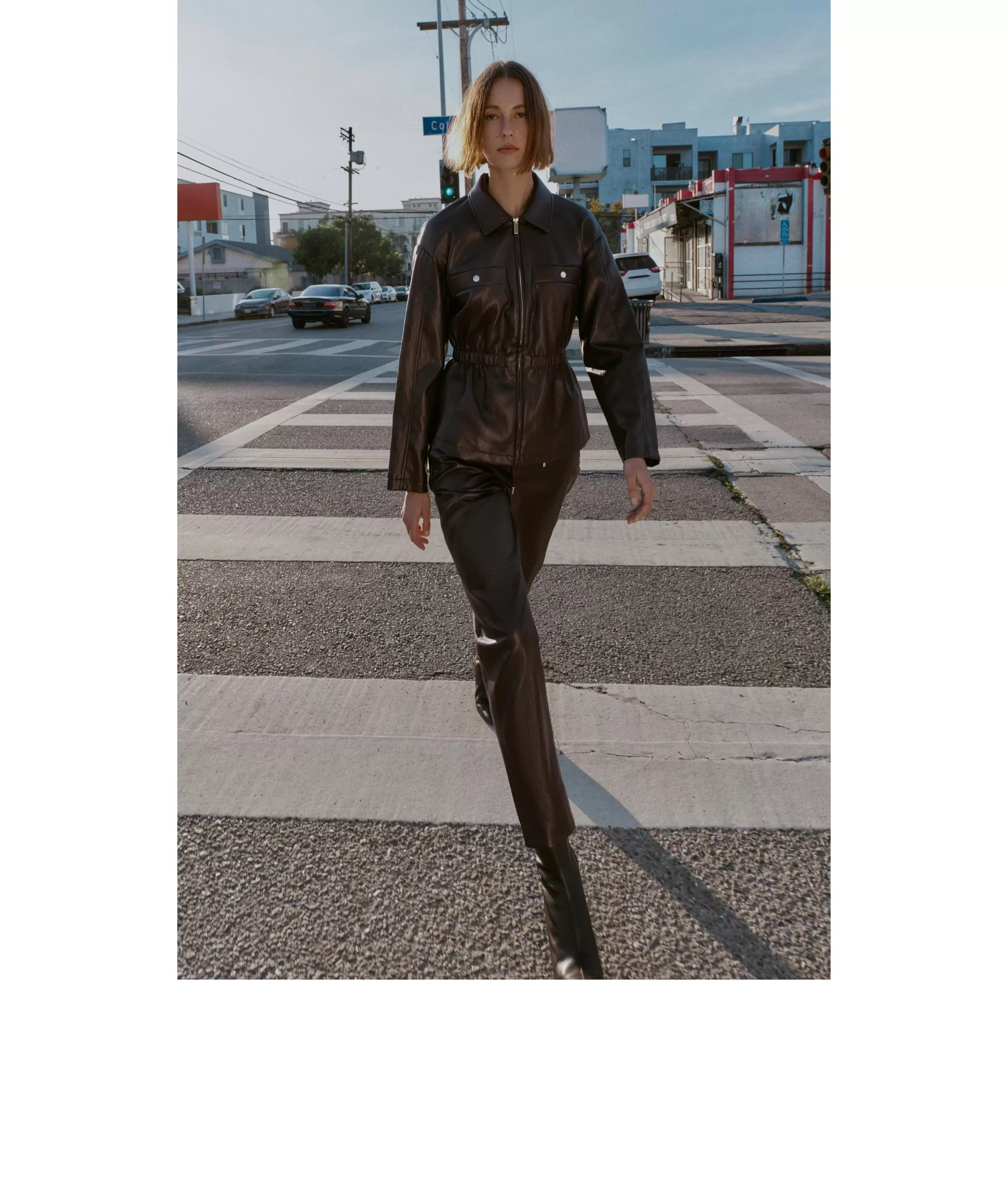 KUNSTLEREN BROEK MET ELASTISCHE TAILLEBAND