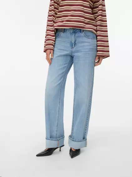 AWRENA Mid rise Wide Leg Fit Jeans