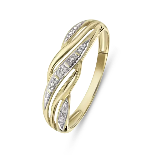14 Karaat bicolour ring met diamant 0,01ct