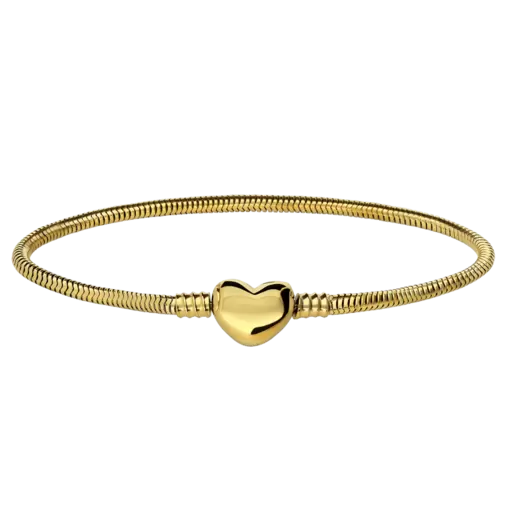 Stalen goldplated bedelarmband hart voor dames