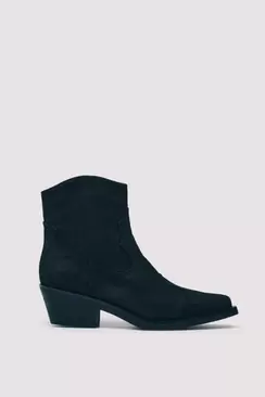 Black cowboy ankle boots