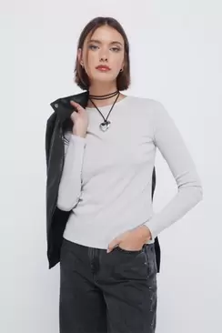 Lurex neckline neckline T-shirt