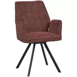 Eetkamerstoel Raffy met armleuning - stof - wijnrood