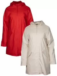 Dames regenjas maat 36 – 46/48 – rood/beige