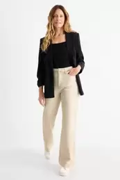 Pantalon met ceintuur - high waist - wide leg