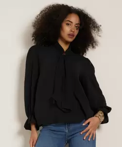 uni blouse met sjaalkraag