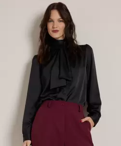 blouse met strikkraag